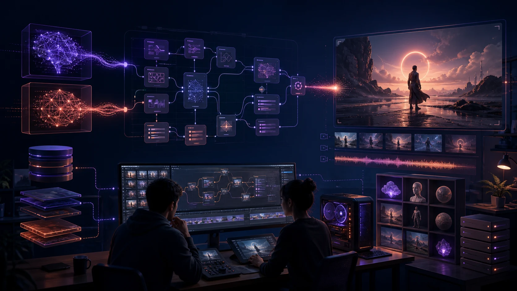 Editorial visual of open video models entering a local node-based production environment