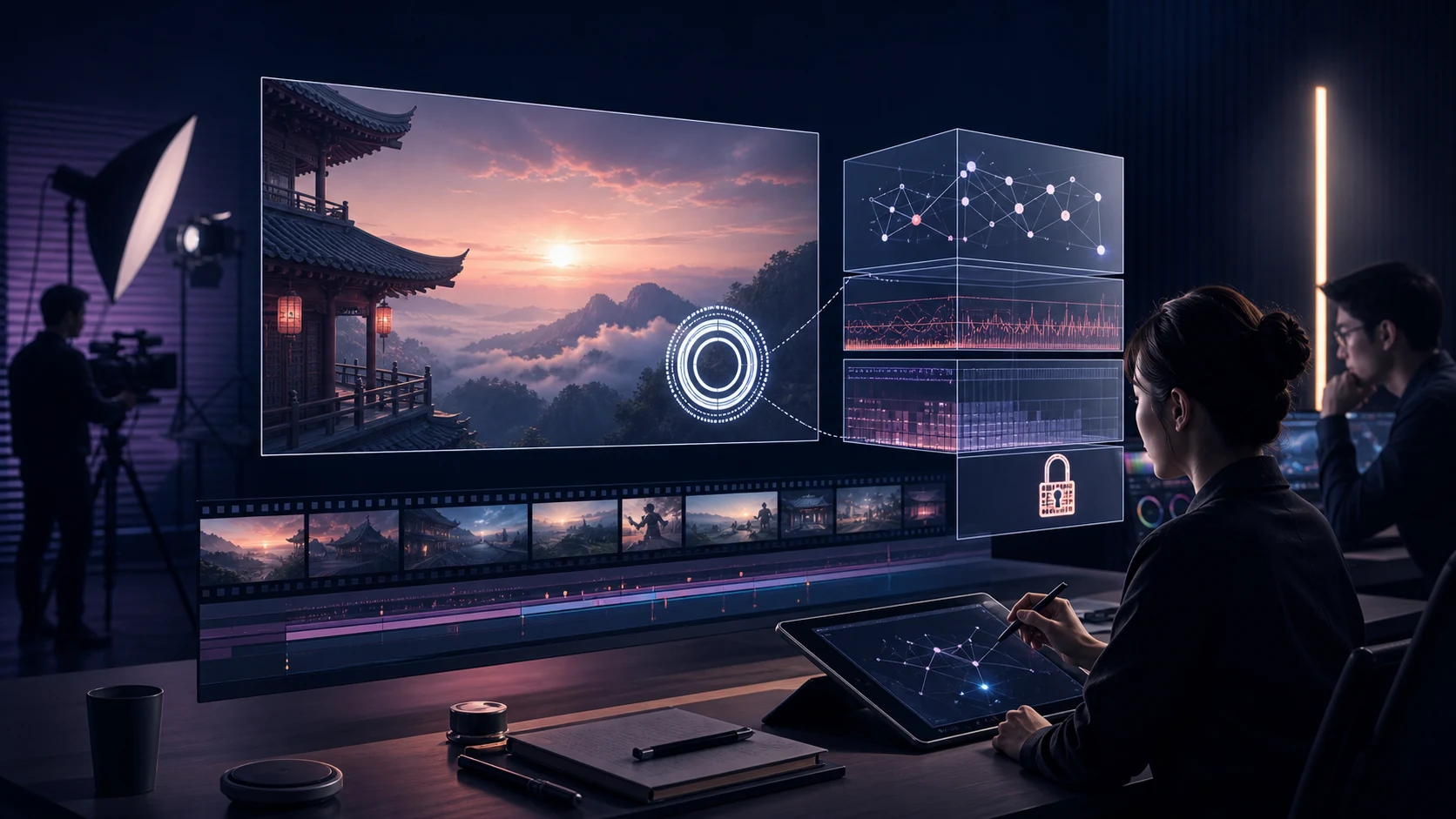Original CoolShow AniVerse editorial visual for China's synthetic-content rules cover visible video labels and file metadata